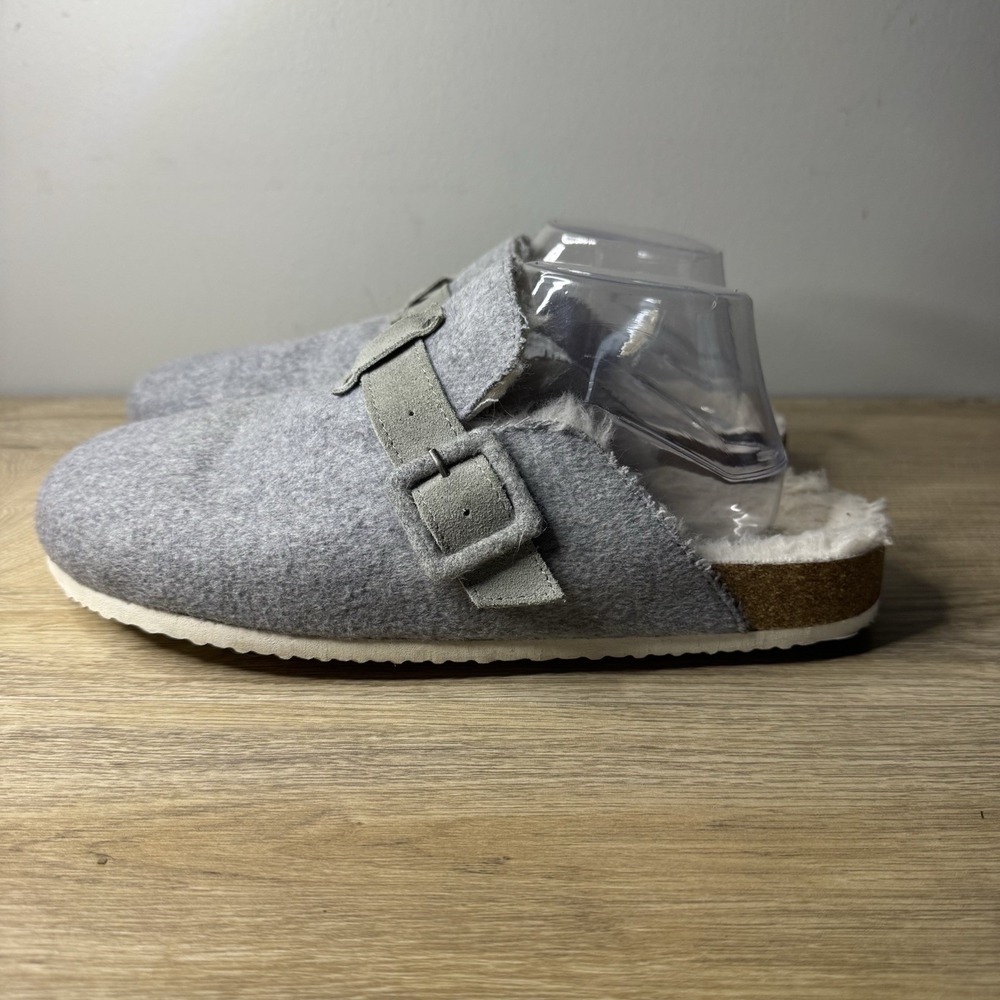 American Eagle Slipper Gray Clogs Womens Size 11 Mule Suede Indoor Outdoor Shoes